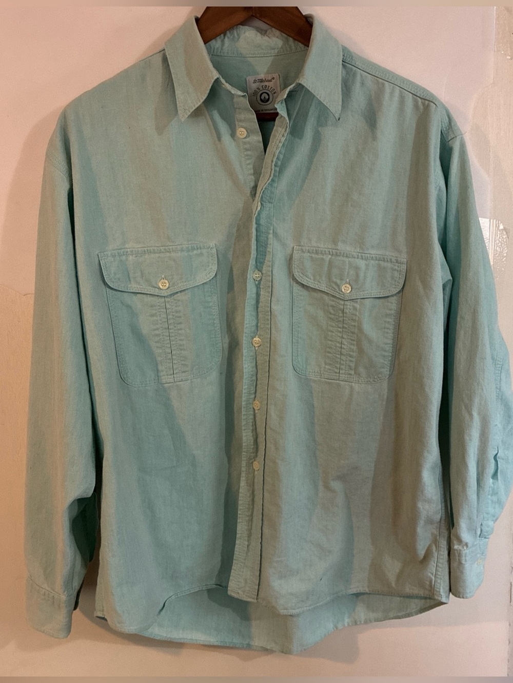 Vintage 90s St Michael Marks & Spencer Men’s Sz M Mint Button-Down Work Shirt UK